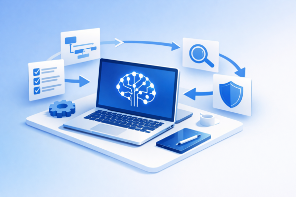 AI 콘텐츠 생성 프로세스 일러스트